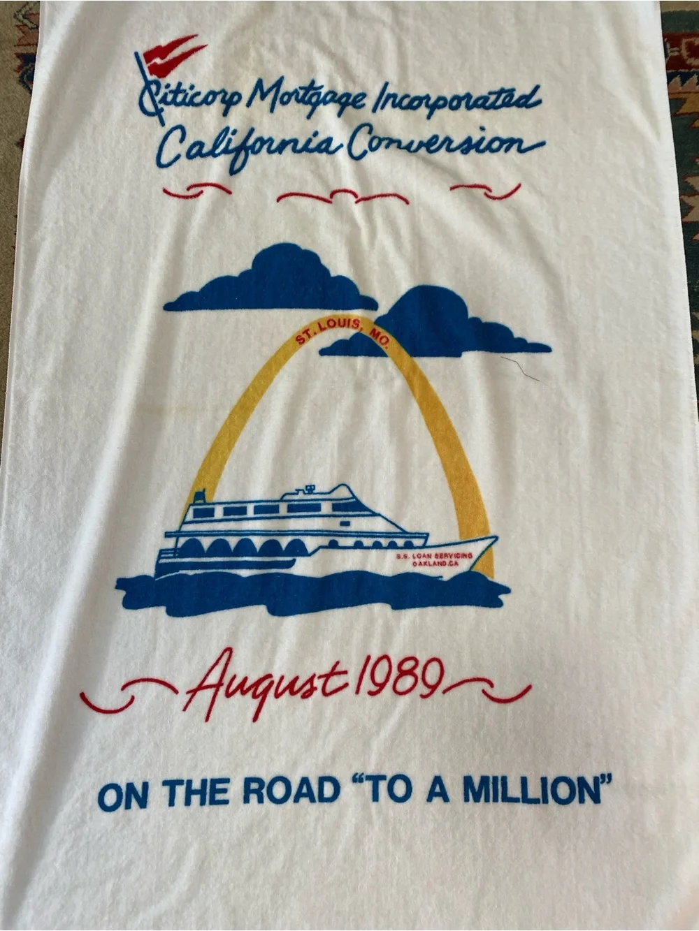 Vintage 80s Oversized Beach Towel Cruise Ship Citicorp Advertising St. Louis MO